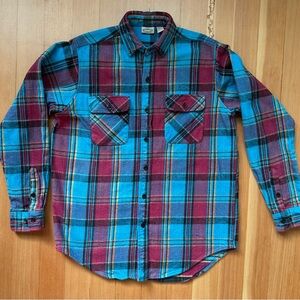 FIVE BROTHER Flannel Shirt Mens M-Tall Heavy Plaid
